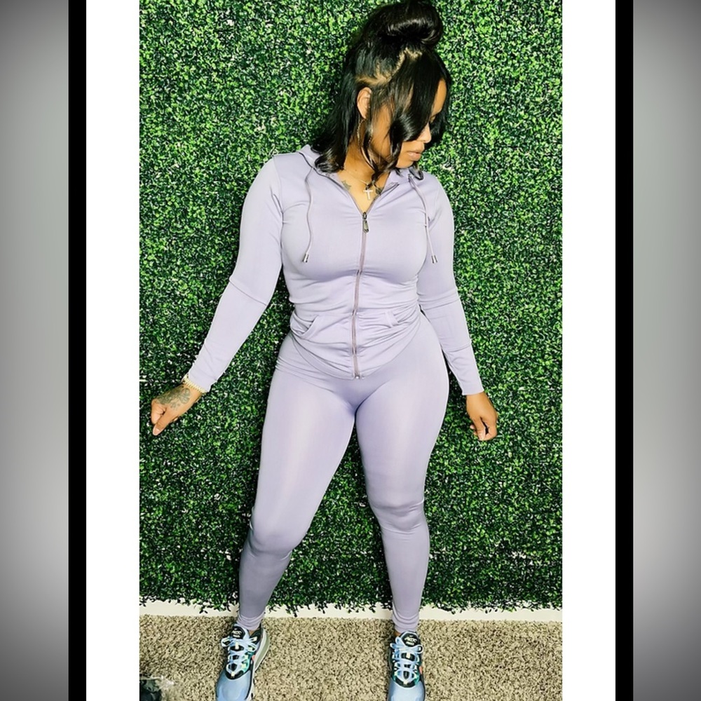 Purple two piece spandex set. One size fits most